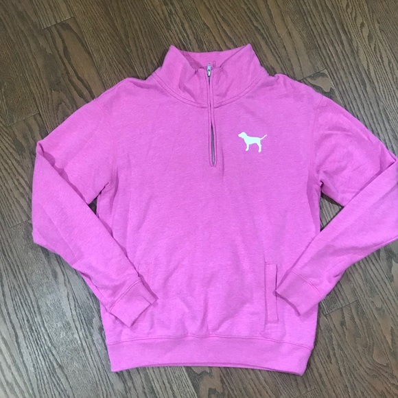 pink half zip pullover
